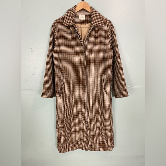 Anthropologie If By Sea Menswear Plaid Overcoat City Coat Brown Academia Small s - Picture 3 of 10